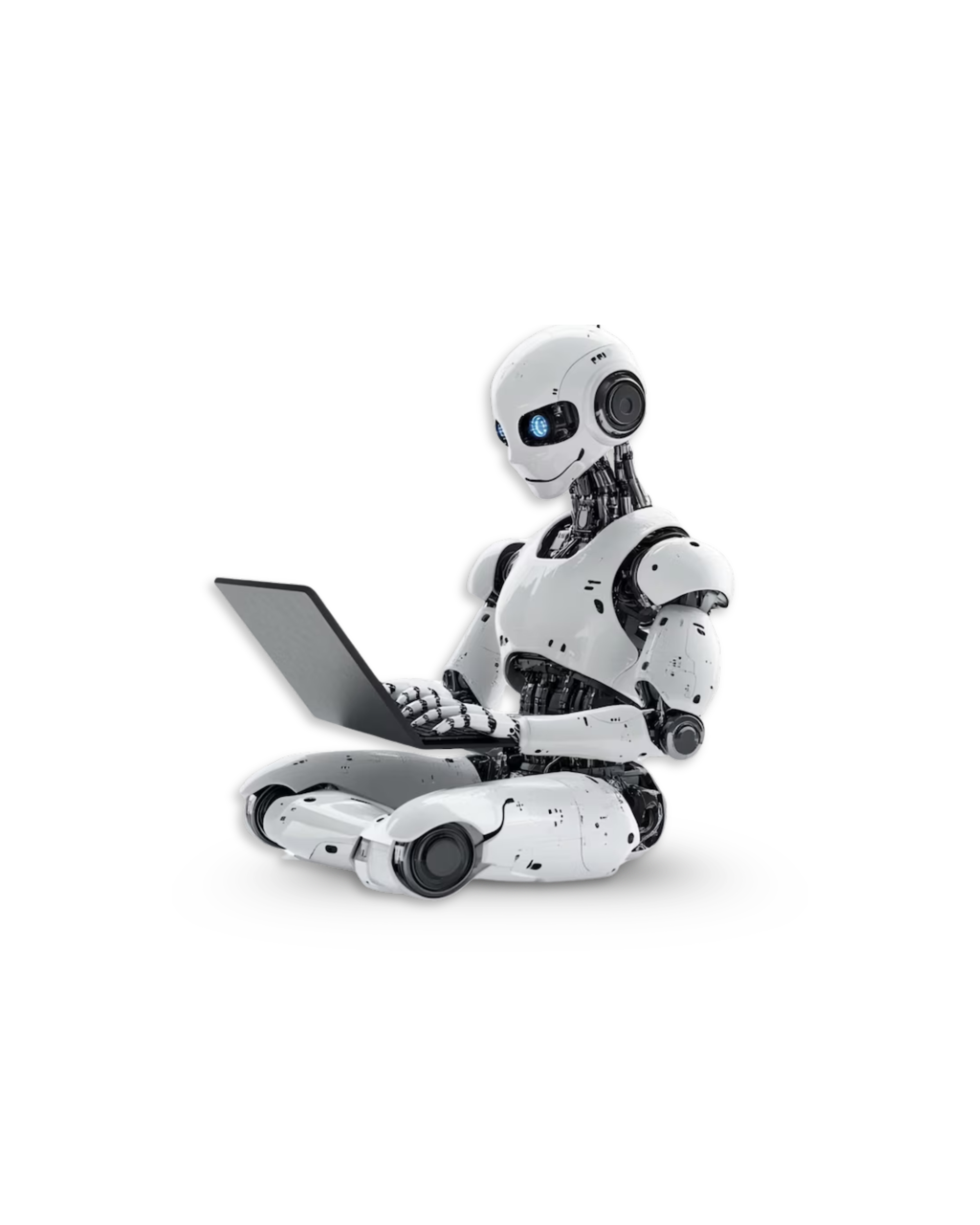 روبوت يعمل على لابتوب